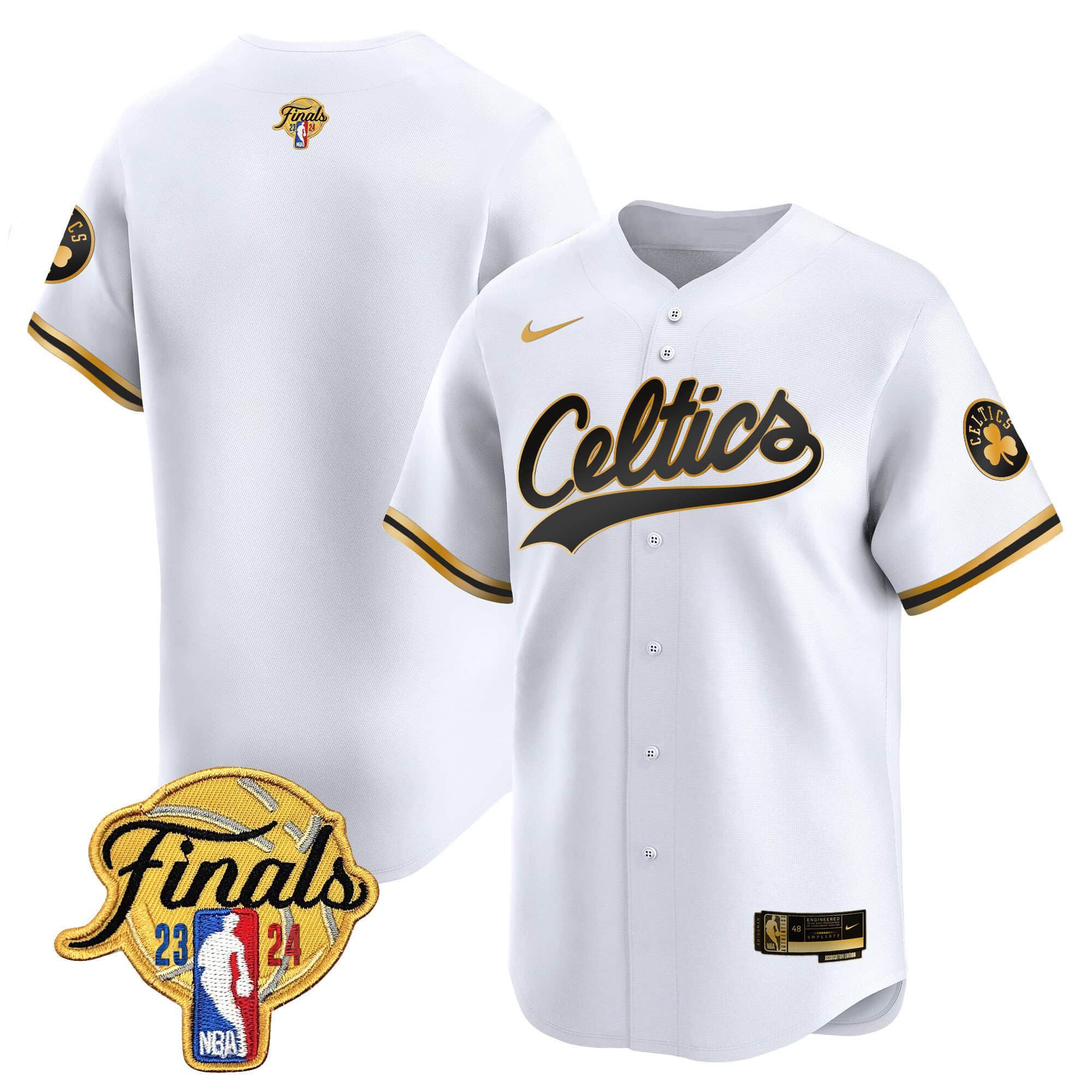 Men Boston Celtics Blank White 2024 Nike Finals Patch Baseball NBA Jersey->->NBA Jersey